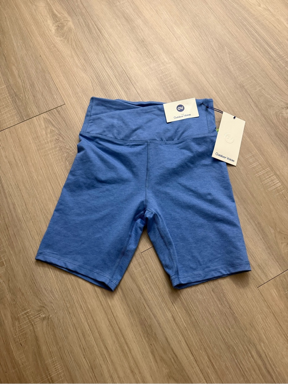 Outdoor Voices Blue High-Rise Bike Shorts - Mid-Length